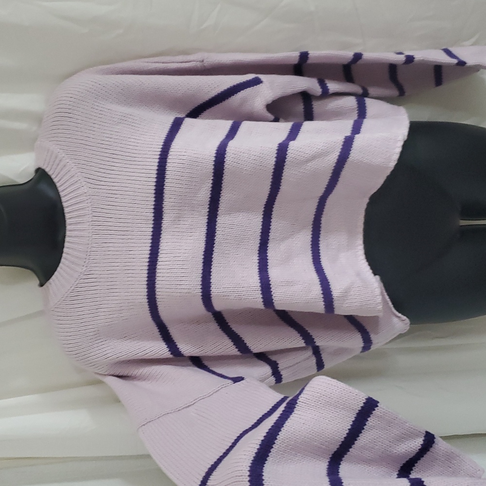 Jessica Simpson lilac purple stripe raglan look long sleeve sweater size Medium‎